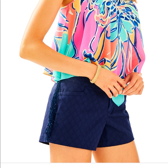 Lilly Pulitzer Pants - Lily Pulitzer True Navy ELLIE fringe plus shorts